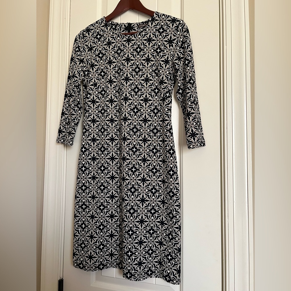 J. McLaughlin Sophia Catalina Cloth Geometric Print 3/4 Sleeve Dress Size Small
